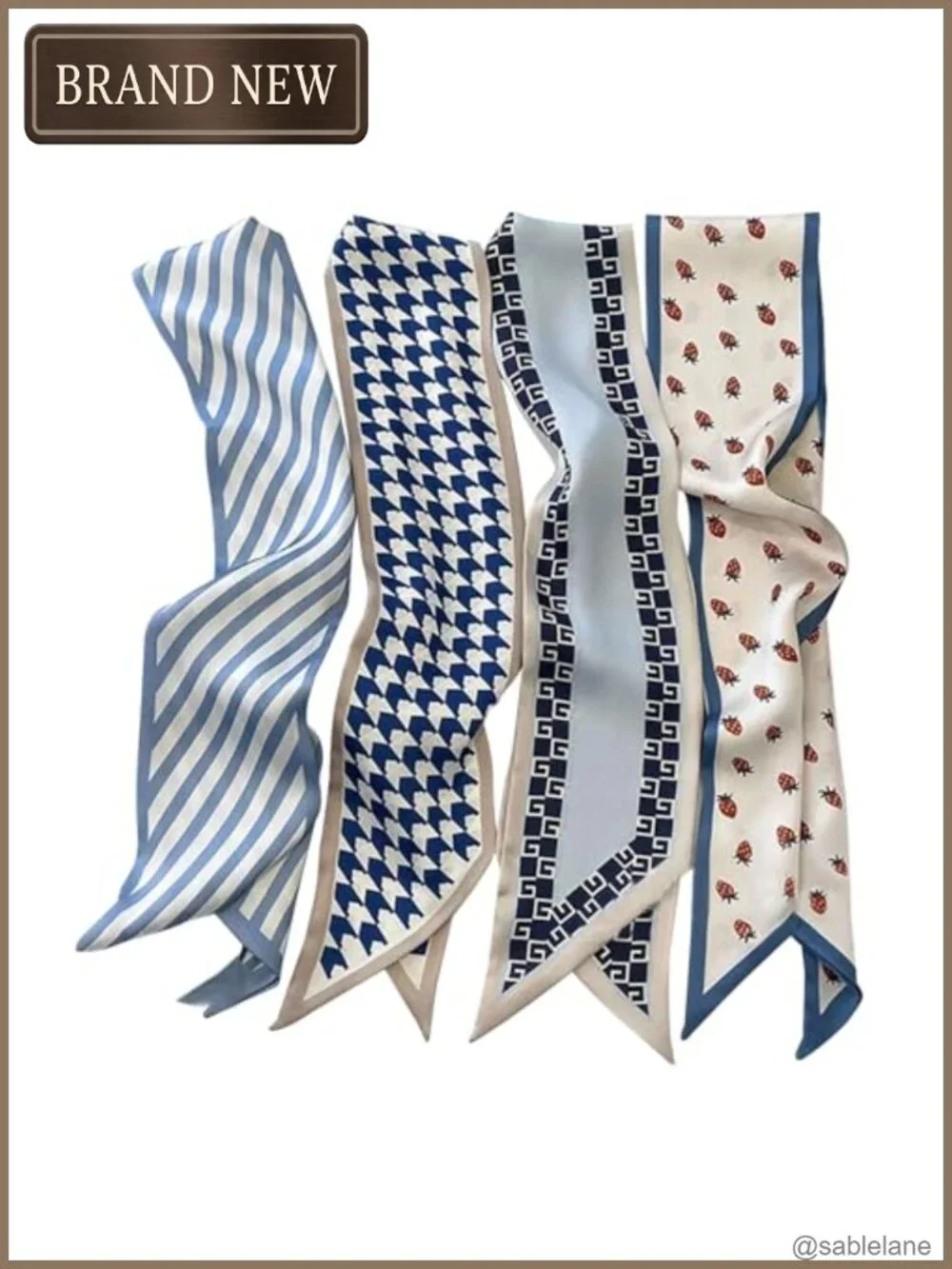 4 Pack Silk Feel Satin Fashion Scarves for Women - Boho Multifunctional Neck